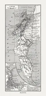 Historical map of Cape Town; South Africa, wood engraving, published 1897 Historical map of Cape Town; South Africa, wood engraving, published 1897