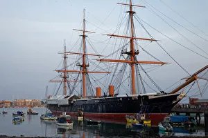 HMS Warrior, the first iron clad warship, on The Hard in old Portsmouth, Hampshire HMS Warrior, the first iron clad warship, on The Hard in old Portsmouth, Hampshire