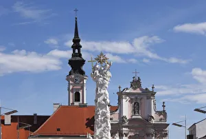 Holy Trinity column and Franciscan Church, Rathausplatz square, St Holy Trinity column and Franciscan Church, Rathausplatz square, St