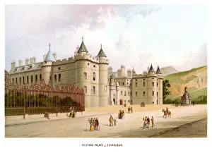 <b class=qtipBold><figcaption>Holyrood Palace, Edinburgh</figcaption></b><br>'Vintage print of Holyrood Palace, Edinburgh, Scotland circa 1880s. The Palace of Holyroodhouse, commonly referred to as Holyrood Palace, is the official residence of the monarch in Scotland. The palace stands at the bottom of the Royal Mile in Edinburgh, at the opposite end to Edinburgh Castle. Holyrood Palace is the setting for state ceremonies and official entertaining.'<br><em>© duncan1890</em> Holyrood Palace, Edinburgh