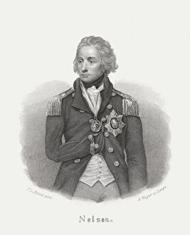 Etching Gallery: Horatio Nelson (1758-1805), British Admiral, steel engraving, published in 1868