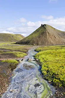 Hot spring of Storihver along the hiking trail to Hrafntinnusker or Raven Mountain, Landmannalaugar, Southern Region Hot spring of Storihver along the hiking trail to Hrafntinnusker or Raven Mountain, Landmannalaugar, Southern Region