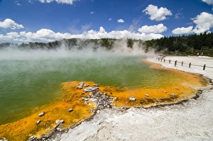 Hot springs at Rororua, Champagne Pool, hot spring in the Waiotapu geothermal area Hot springs at Rororua, Champagne Pool, hot spring in the Waiotapu geothermal area