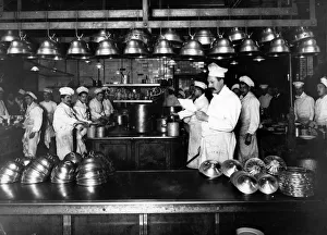<b class=qtipBold><figcaption>Hotel Kitchens</figcaption></b><br>The chefs and staff in the restaurant kitchen of the Hotel Cecil. (Photo by Rischgitz/Getty Images)<br><em>© This content is subject to copyright.</em> Hotel Kitchens