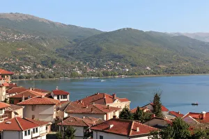 House roofs of Ohrid city and Lake Ohrid, Macedonia House roofs of Ohrid city and Lake Ohrid, Macedonia