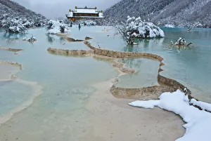 Huanglong Temple and Five-Colored Pool, Huanglong National Park, Sichuan Province, China Huanglong Temple and Five-Colored Pool, Huanglong National Park, Sichuan Province, China
