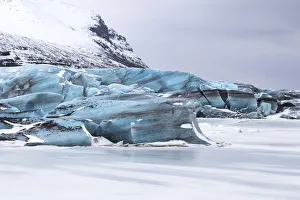 Huge chunks of ice pushed into frozen lagoon, Skaftafelljokull Glacier Huge chunks of ice pushed into frozen lagoon, Skaftafelljokull Glacier