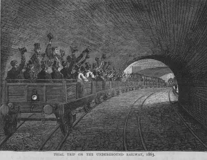 London Underground History Prints: Happy Commuters