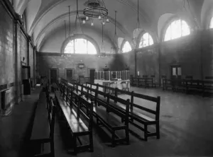 Prints of The out-patients waiting hall of Kings College Hospital in Denmark Hill, London, April 1914. (Photo by Topical Press Agency/Hulton Archive/Getty Images) Hospital Prints: Kings College Hospital Out-patients Waiting Hall Print