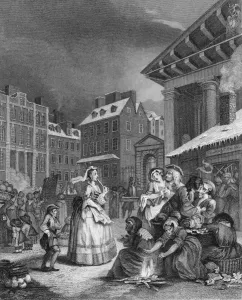 William Hogarth Prints: Morning Print from William Hogarth's Four Times of the Day series, 1736