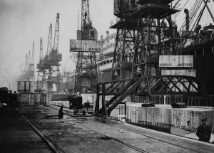 Loading Cars at King George V Docks Print