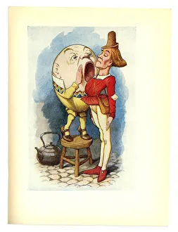 Humpty and the messenger illustration, (Alices Adventures in Wonderland) Humpty and the messenger illustration, (Alices Adventures in Wonderland)