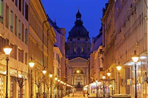Hungary, Budapest, View along illuminated Zrinyi street Hungary, Budapest, View along illuminated Zrinyi street