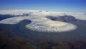 Iceland, Hofsjokull Ice Cap, Mulajokull Glacier, aerial view Iceland, Hofsjokull Ice Cap, Mulajokull Glacier, aerial view