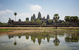 Iconic Angkor Wat Reflecting in Lake; Cambodia, Siem Reap, Angkor Wat Temple Iconic Angkor Wat Reflecting in Lake; Cambodia, Siem Reap, Angkor Wat Temple