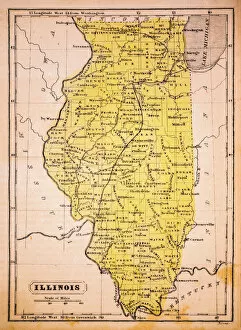 Images Dated 1st December 2015: Illinois 1852 Map