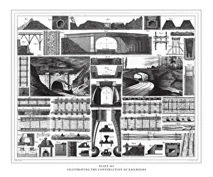 Illustrating the Construction of Railroads Engraving Antique Illustration, Published 1851 Illustrating the Construction of Railroads Engraving Antique Illustration, Published 1851