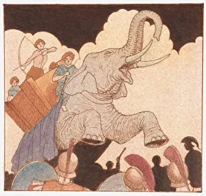 Illustration of Alexander the Great battles in india as his armys horses were frightened Illustration of Alexander the Great battles in india as his armys horses were frightened