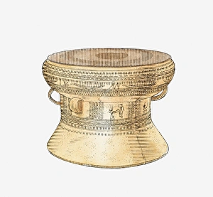 Illustration of ancient Dong Son drum, Vietnam Illustration of ancient Dong Son drum, Vietnam