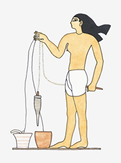Illustration of ancient Egyptian female spinner Illustration of ancient Egyptian female spinner