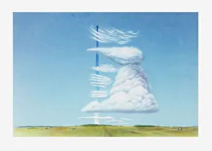 Illustration of arrow with various cloud formations and relative heights in the atmosphere Illustration of arrow with various cloud formations and relative heights in the atmosphere