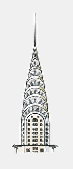 Illustration of Art Deco vertex of New Yorks Chrysler Building Illustration of Art Deco vertex of New Yorks Chrysler Building