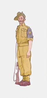 Illustration of Australian Army Soldier wearing 1940s style uniform Illustration of Australian Army Soldier wearing 1940s style uniform