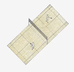 Sports Venue Gallery: Illustration of badminton court, view from above