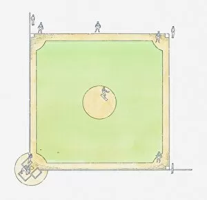 Sports Venue Gallery: Illustration of a baseball diamond, view from above