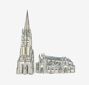 Illustration of Basilique Saint-Michel (St Michael's Basilica), Bordeaux, Gironde Illustration of Basilique Saint-Michel (St Michael's Basilica), Bordeaux, Gironde