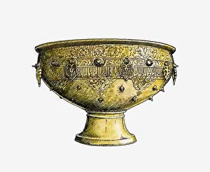 Illustration of cast-bronze cauldron made for Timur (Tamerlane), Samarkand, Uzbekistan Illustration of cast-bronze cauldron made for Timur (Tamerlane), Samarkand, Uzbekistan