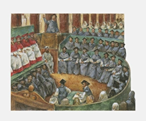 Illustration of Catholic leaders meeting at Council of Trent during Counter-Reformation Illustration of Catholic leaders meeting at Council of Trent during Counter-Reformation