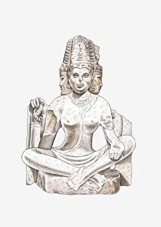Illustration of Chola granite statue of seated Brahma, India Illustration of Chola granite statue of seated Brahma, India