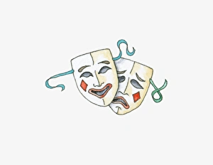 Illustration of comedy and tragedy theatre masks Illustration of comedy and tragedy theatre masks
