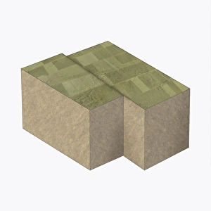 Illustration of two cross section blocks of earth divided by fault line Illustration of two cross section blocks of earth divided by fault line