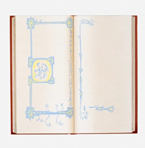 Illustration of decorated border inside open book Illustration of decorated border inside open book
