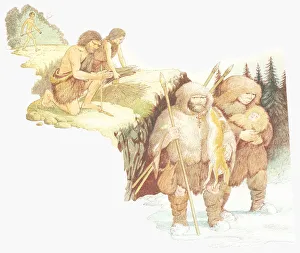 Illustration of development of man from from Homo habilis to Homo erectus to Homo sapien Illustration of development of man from from Homo habilis to Homo erectus to Homo sapien
