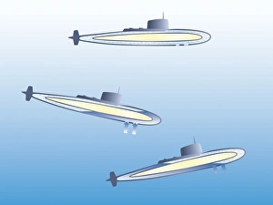 Illustration, diagram illustrating the function of ballast tanks on submarines Illustration, diagram illustrating the function of ballast tanks on submarines