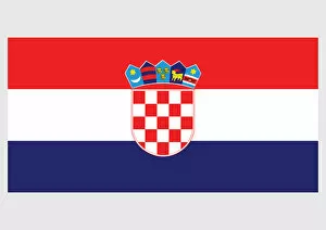 Illustration of flag of Croatia, with three equal size, horizontal bands of red, white and blue