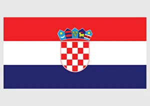 Illustration of flag of Croatia, with three equal size, horizontal bands of red, white and blue Illustration of flag of Croatia, with three equal size, horizontal bands of red, white and blue