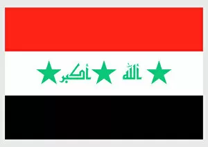 Identity Collection: Illustration of flag of Iraq, 1991-2004, a horizontal tricolor of red, white, and black