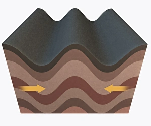 Illustration of folds forming in the Earths crust Illustration of folds forming in the Earths crust