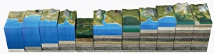 Illustration of geological periods, from Cambrian period to Quaternary period Illustration of geological periods, from Cambrian period to Quaternary period