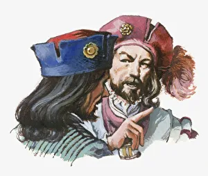 Illustration of Girolamo pointing accusing finger at Cellini Illustration of Girolamo pointing accusing finger at Cellini