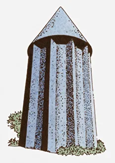 Illustration of Gunbad-i-Qabus, an Islamic tomb tower Illustration of Gunbad-i-Qabus, an Islamic tomb tower