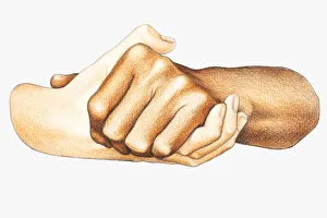 Illustration of handshake between two men of different ethnic groups Illustration of handshake between two men of different ethnic groups