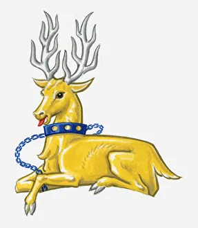 Illustration of heraldic lodged stag symbol Illustration of heraldic lodged stag symbol