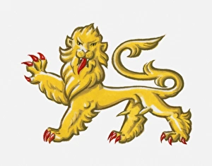 Illustration of heraldic symbol of lion statant guardant representing courage Illustration of heraldic symbol of lion statant guardant representing courage