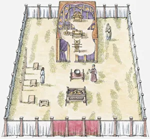 Illustration of the Israelites tabernacle, high angle view Illustration of the Israelites tabernacle, high angle view