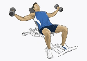 Illustration of man exercising with dumbbells Illustration of man exercising with dumbbells